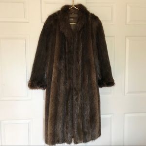 evans grey fur coat